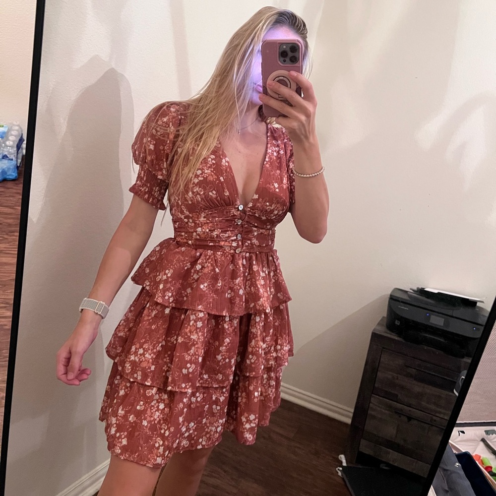 Altar'd State Rose and Olive Floral Dress